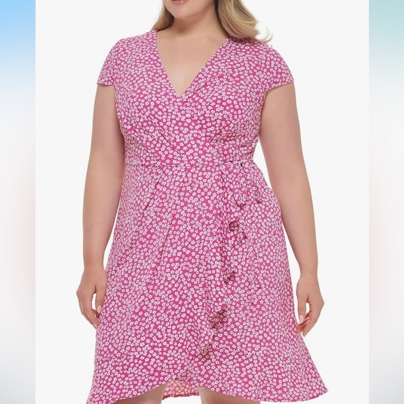 Jessica Howard Women's Floral Knit Wrap Mini Dress with Cap Sleeves new - Picture 1 of 5